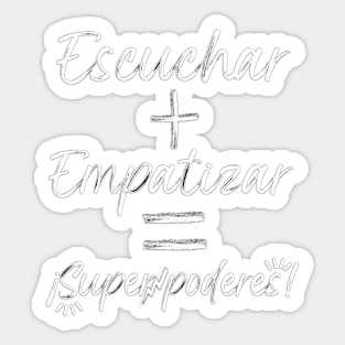 Effective formula to have superpowers. Educational phrase in Spanish on white chalk. Back to school with superpowers. Sticker